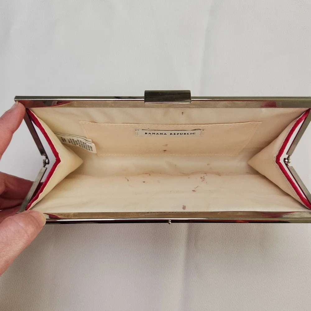 Banana Republic‎ Hot Pink Velvet Clutch Bow Silk Blend Evening Formal Barbiecore